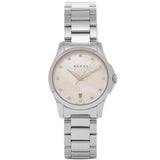 Shop Gucci G Timeless Diamonds Mother of Pearl Dial Silver Steel Strap Watch For Women - YA126542 in USA