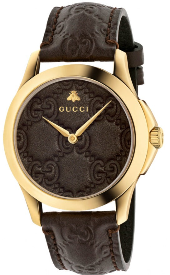 Shop Gucci G Timeless Quartz Brown Dial Brown Leather Strap Watch for Men - YA1264035 in USA