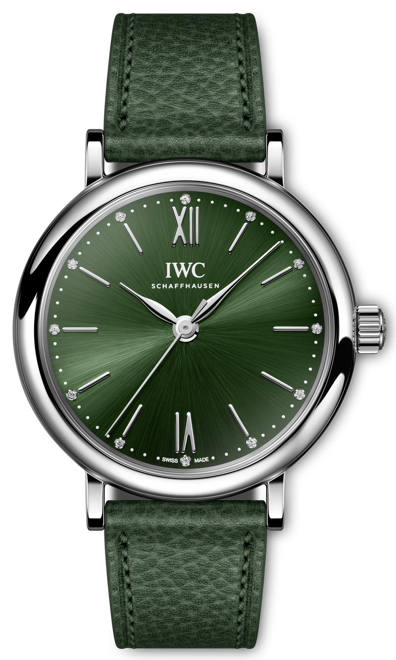 IWC Portofino Automatic Automatic Green Dial Green Leather Strap Watch for Women - IW357412 Buy Now By IWC