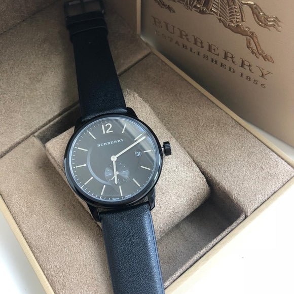 Shop Burberry The Classic Black Dial Black Leather Strap Watch for Men - BU10003 in USA