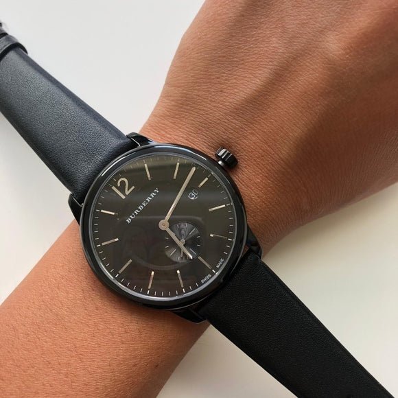 Shop Burberry The Classic Black Dial Black Leather Strap Watch for Men - BU10003 in USA