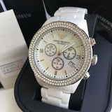 Emporio Armani Ceramica Chronograph White Dial White Ceramic Strap Watch For Women - AR1456 Buy Now By Emporio Armani