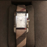 Burberry The Pioneer Silver Dial Haymarket Beige Leather Strap Watch for Women - BU9406 Buy Now By Burberry