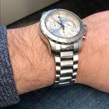 Shop Movado Series 800 Chronograph Silver Dial Silver Steel Strap Watch For Men - 2600111 in USA