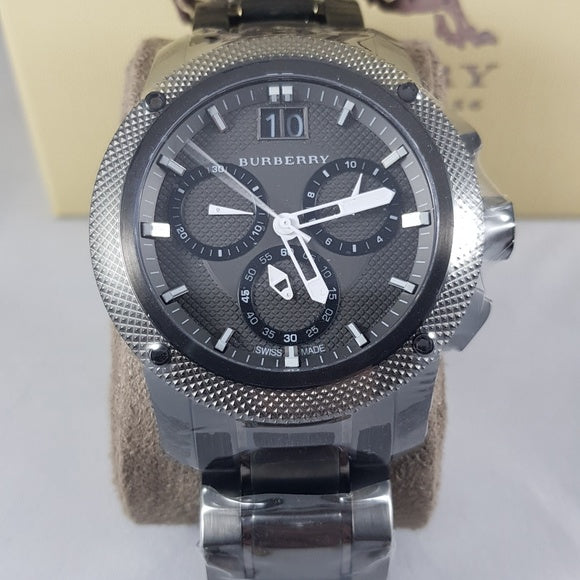 Shop Burberry Endurance Chronograph Quartz Black Dial Black Steel Strap Watch For Men - BU9801 in USA