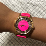 Marc Jacobs Henry Skeleton Pink Dial Pink Leather Strap Watch for Women - MBM1243 Buy Now By Marc Jacobs