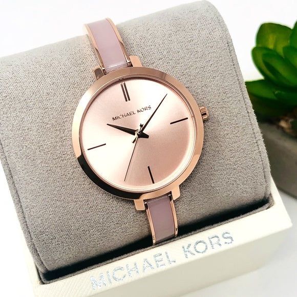 Michael Kors Jaryn Analog Gold Dial Pink Steel Strap Watch For Women - MK4343 Buy Now By Michael Kors