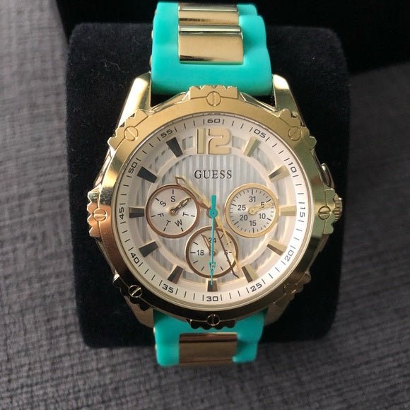 Guess Intrepid 2 Silver Dial Two Tone Rubber Strap Watch For Women - W0325L4 Buy Now By Guess