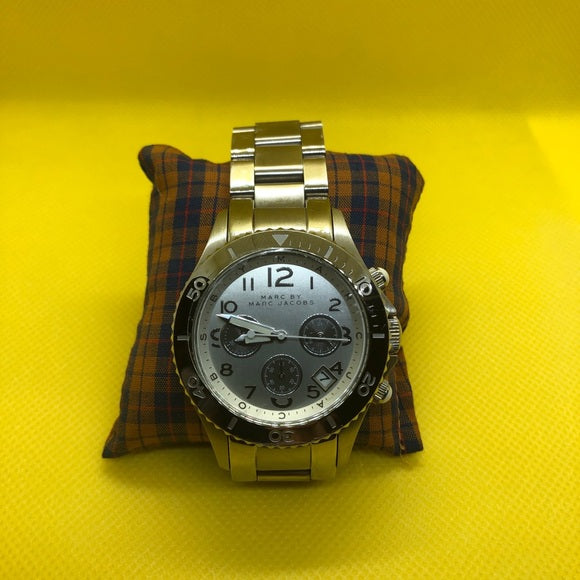 Marc Jacobs Marc Chronograph Silver Dial Silver Steel Strap Watch for Men - MBM3155 Buy Now By Marc Jacobs