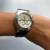 Marc Jacobs Blade Chronograph White Dial Black Leather Strap Watch for Women - MBM1189 Buy Now By Marc Jacobs