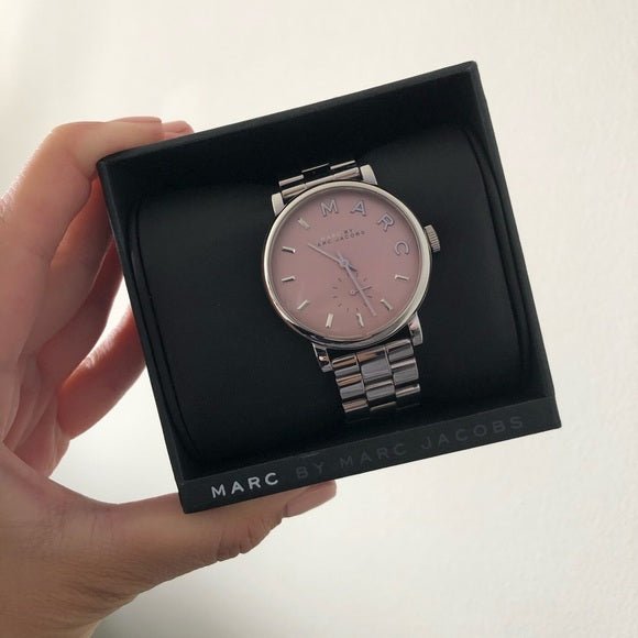 Marc Jacobs Baker Pink Dial Silver Steel Strap Watch for Women - MBM3280 Buy Now By Marc Jacobs