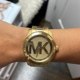 Michael Kors Runway Gold Dial Gold Steel Strap Watch for Women - MK5473