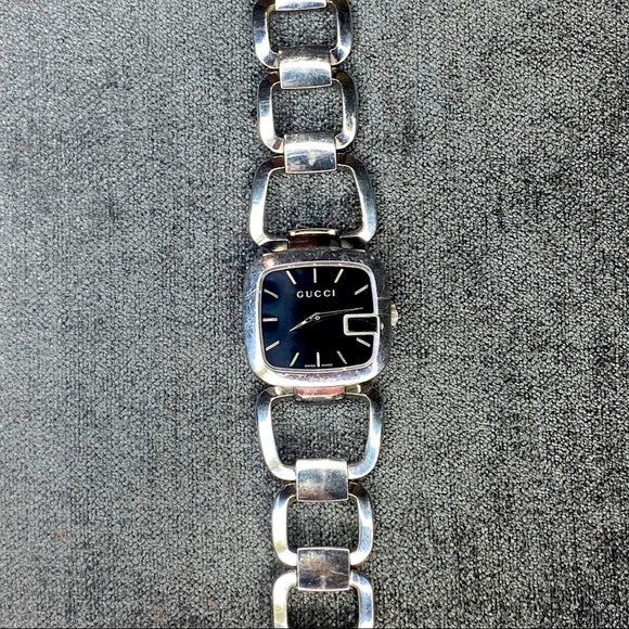Shop Gucci G Gucci Black Dial Silver Steel Strap Watch For Women - YA125510 in USA