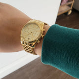 Michael Kors Lexington Chronograph Gold Dial Gold Steel Strap Watch for Women - MK5556