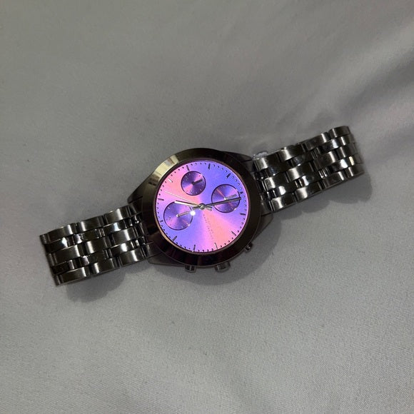 Marc Jacobs Peeker Chronograph Pink Dial Silver Steel Strap Watch for Women - MBM3372 Buy Now By Marc Jacobs