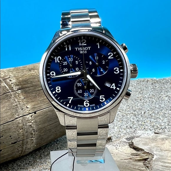 Tissot T Sport Chrono XL Classic Blue Dial Silver Steel Strap Watch For Men - T116.617.11.047.01 Buy Now By Tissot