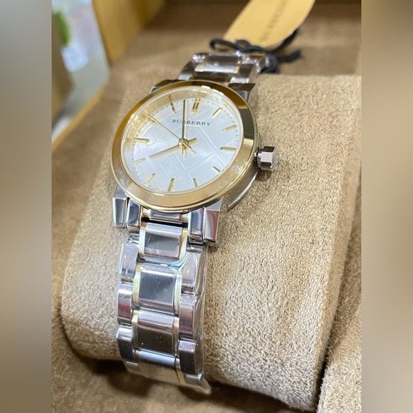 Shop Burberry The City Silver Dial Two Tone Steel Strap Watch for Women - BU9217 in USA
