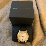 Shop Marc Jacobs Baby Dave Gold Dial Black Leather Strap Watch for Women - MBM1264 in USA