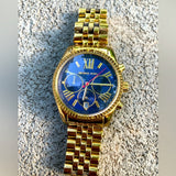 Michael Kors Lexington Chronograph Blue Dial Gold Steel Strap Watch For Women - MK6206 Buy Now By Michael Kors