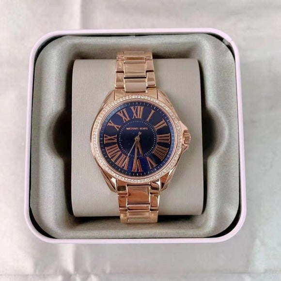 Michael Kors Kacie Three Hand Black Dial Rose Gold Steel Strap Watch for Women - MK6930 Buy Now By Michael Kors