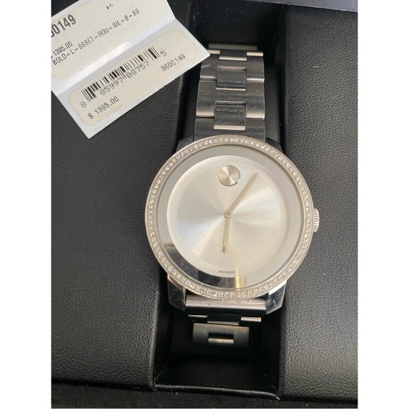 Shop Movado Bold Diamonds Silver Dial Silver Steel Strap Watch for Women - 3600149 in USA