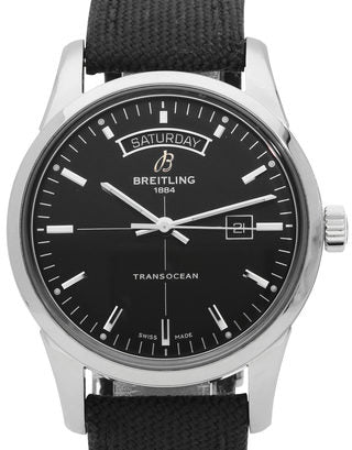 Shop Breitling Transocean Day & Date 43mm Black Dial Black Nylon Strap Mens Watch - A4531012/BB69/109W/A20 BA.1 in USA