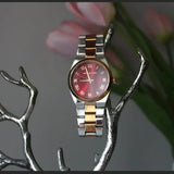 Michael Kors Channing Quartz Red Dial Two Tone Steel Strap Watch For Women - MK6114 Buy Now By Michael Kors
