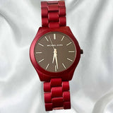 Michael Kors Slim Runway Quartz Black Dial Red Steel Strap Watch for Men - MK8712 Buy Now By Michael Kors