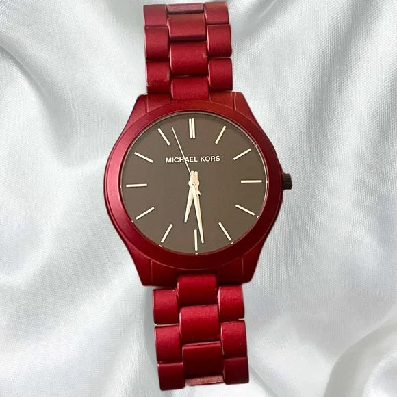 Michael Kors Slim Runway Quartz Black Dial Red Steel Strap Watch for Men - MK8712 Buy Now By Michael Kors