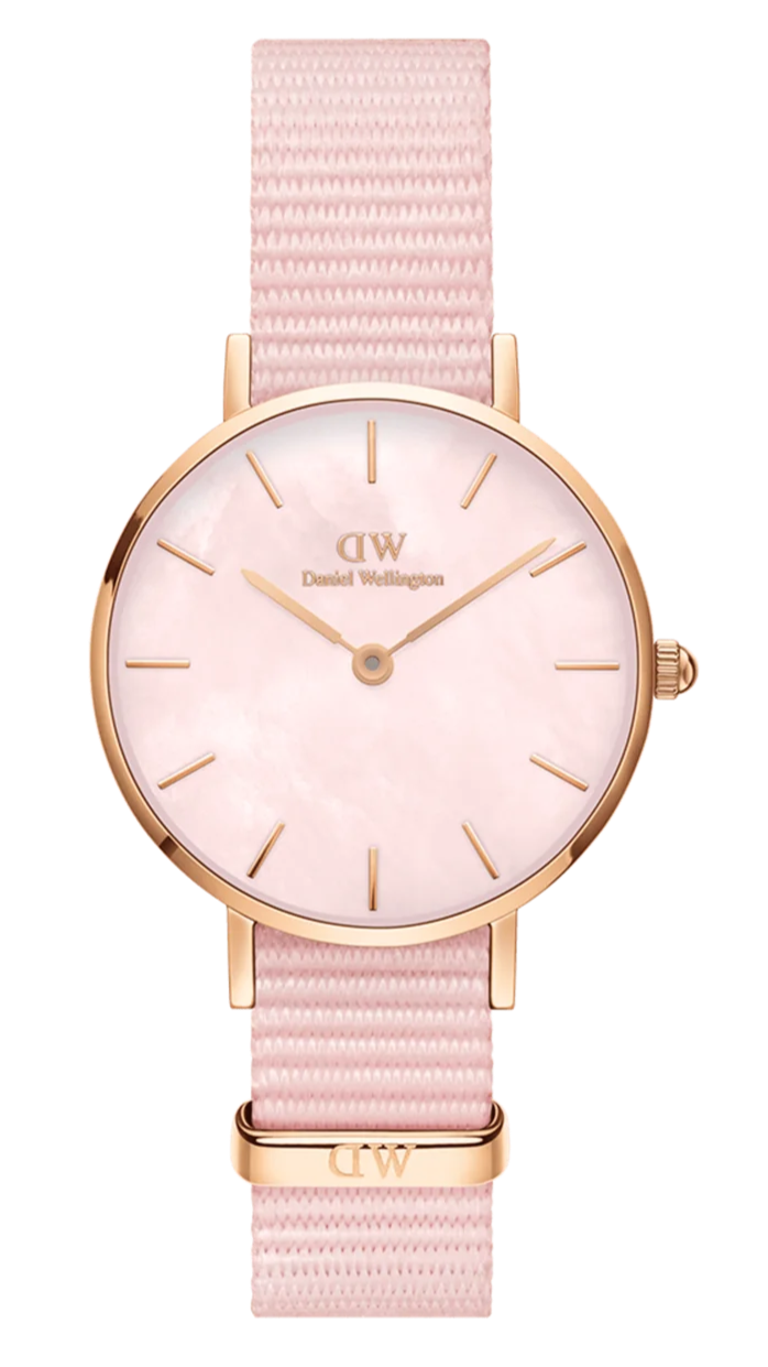 Daniel Wellington Petite Mother of Pearl Pink Dial Pink Nylon Strap Watch For Women - DW00100512 Buy Now By Daniel Wellington