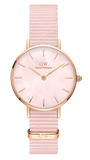 Daniel Wellington Petite Mother of Pearl Pink Dial Pink Nylon Strap Watch For Women - DW00100512