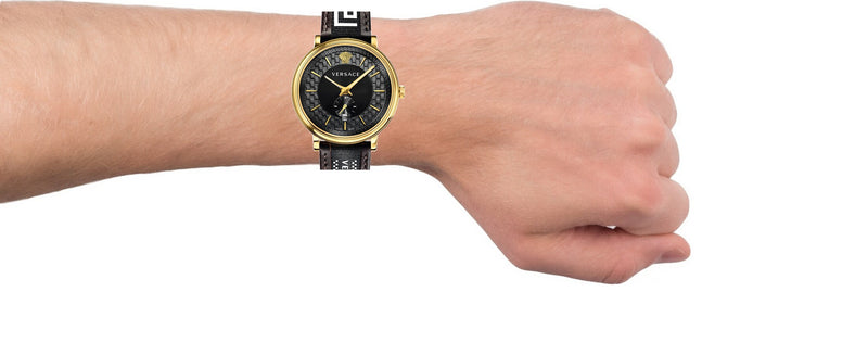 Versace V-Circle Quartz Black Dial Brown Leather Strap Watch for Men - VEBQ01619 Buy Now By Versace