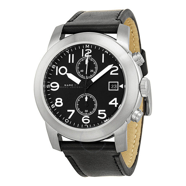 Shop Marc Jacobs Larry Chronograph Black Dial Black Leather Strap Watch for Men - MBM5033 in USA