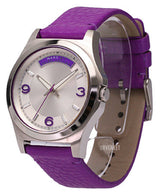 Shop Marc Jacobs Baby Dave Silver Dial Purple Leather Strap Watch for Women - MBM1262 in USA