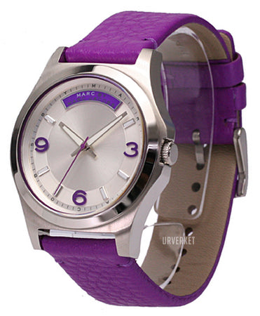 Shop Marc Jacobs Baby Dave Silver Dial Purple Leather Strap Watch for Women - MBM1262 in USA