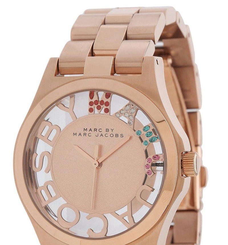 Marc Jacobs Henry Skeleton Rose Gold Dial Rose Gold Steel Strap Watch for Women - MBM3264 Buy Now By Marc Jacobs