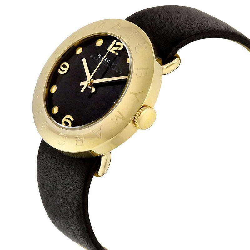 Marc Jacobs Amy Black Dial Black Leather Strap Watch for Women - MBM1154 Buy Now By Marc Jacobs