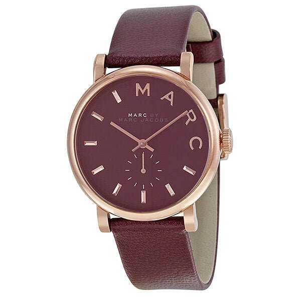 Marc Jacobs Baker Maroon Dial Maroon Leather Strap Watch for Women - MBM1271 Buy Now By Marc Jacobs
