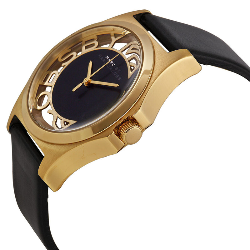 Marc Jacobs Henry Skeleton Black Dial Black Leather Strap Watch for Women - MBM1246 Buy Now By Marc Jacobs