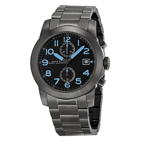 Shop Marc Jacobs Larry Chronograph Black Dial Gunmetal Grey Steel Strap Watch for Men - MBM5031 in USA