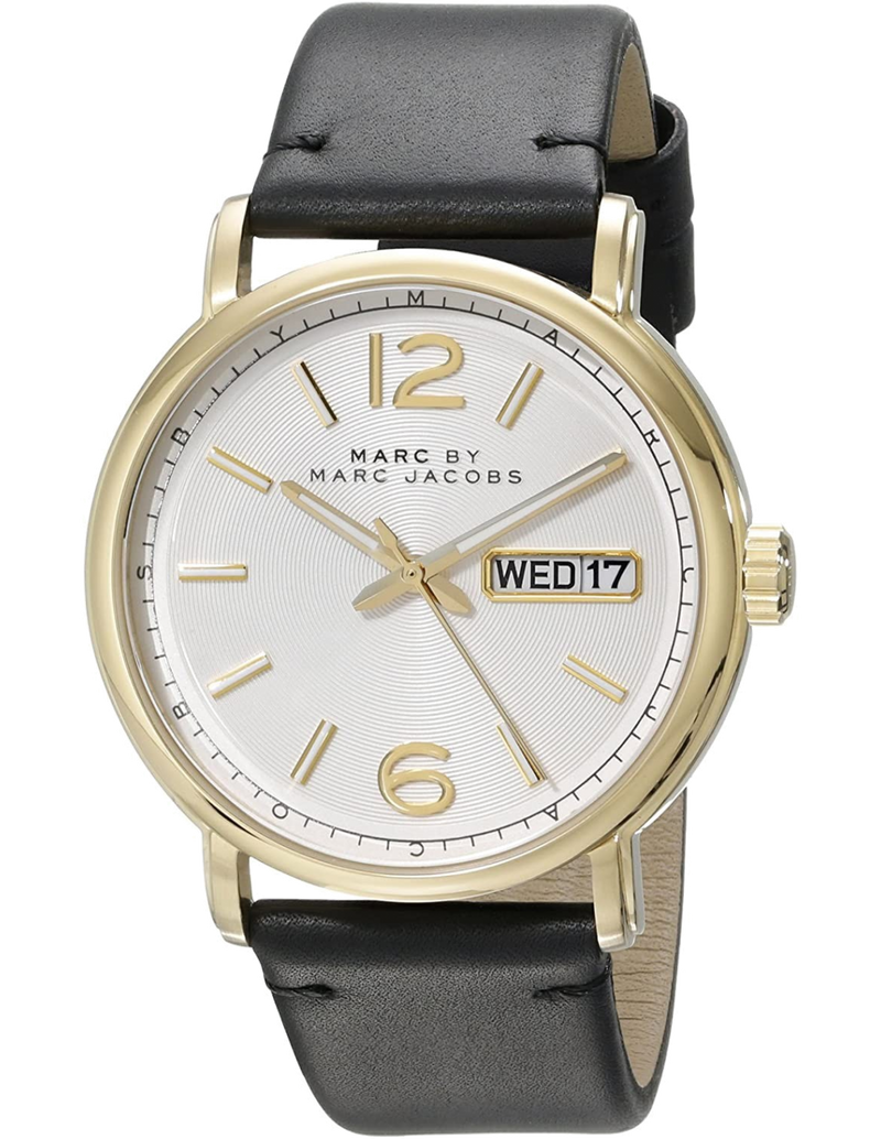 Marc Jacobs Fergus White Dial Black Leather Strap Watch for Men - MBM5081 Buy Now By Marc Jacobs