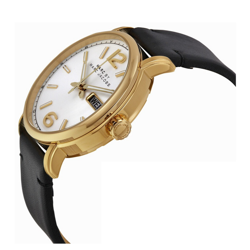 Marc Jacobs Fergus White Dial Black Leather Strap Watch for Men - MBM5081 Buy Now By Marc Jacobs