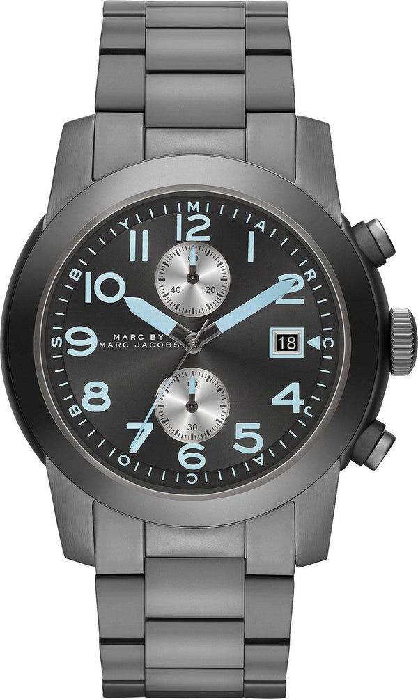 Shop Marc Jacobs Larry Chronograph Black Dial Gunmetal Grey Steel Strap Watch for Men - MBM5031 in USA