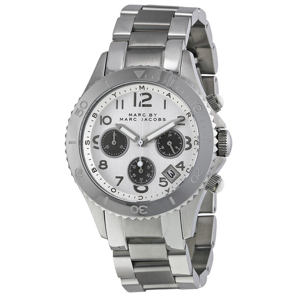 Shop Marc Jacobs Marc Chronograph Silver Dial Silver Steel Strap Watch for Men - MBM3155 in USA
