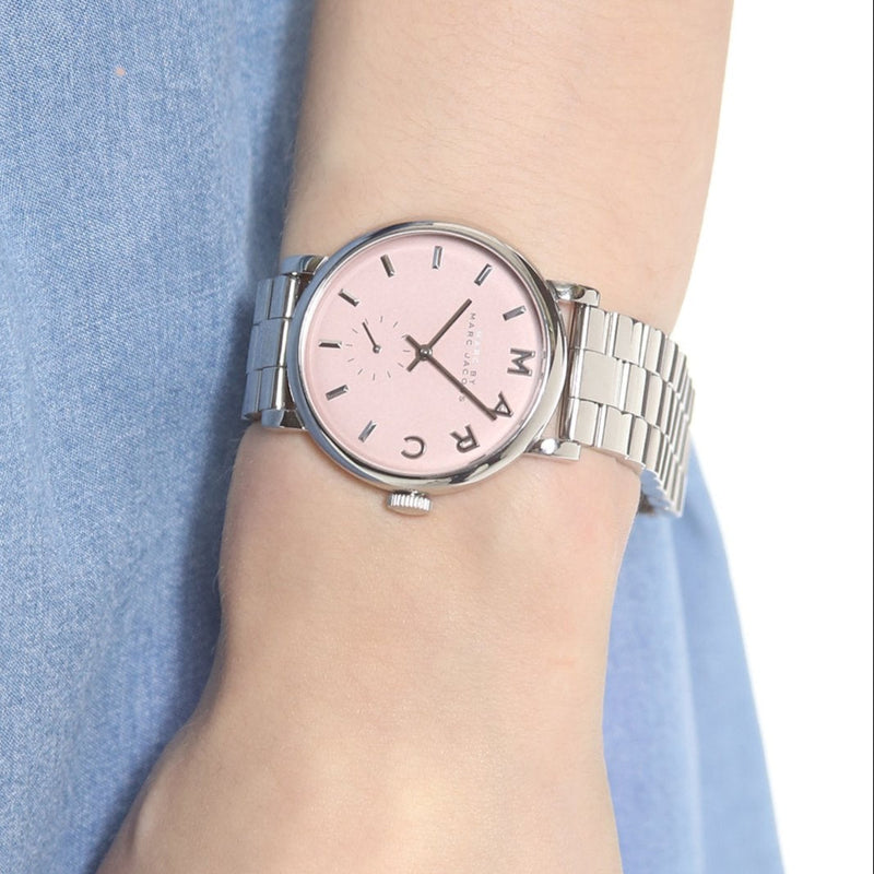 Marc Jacobs Baker Pink Dial Silver Steel Strap Watch for Women - MBM3280 Buy Now By Marc Jacobs