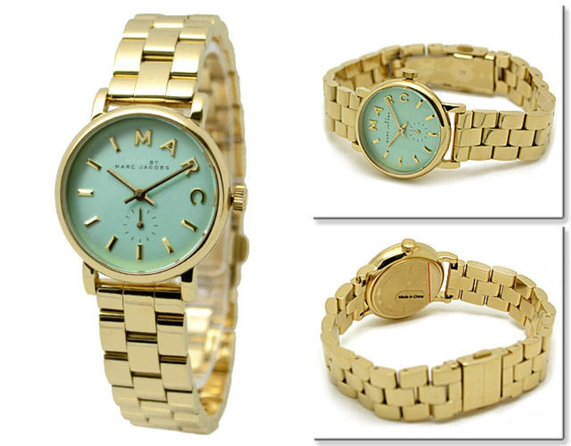 Marc Jacobs Baker Mint Green Dial Gold Steel Strap Watch for Women - MBM3284 Buy Now By Marc Jacobs