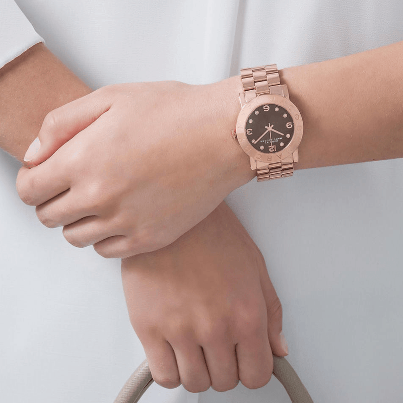 Marc Jacobs Amy Brown Dial Rose Gold Steel Strap Watch for Women - MBM3167 Buy Now By Marc Jacobs