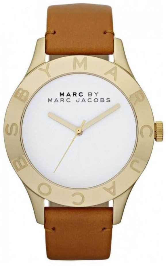 Shop Marc Jacobs Blade White Dial Brown Leather Strap Watch for Women - MBM1218 in USA
