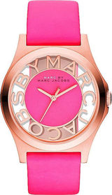 Marc Jacobs Henry Skeleton Pink Dial Pink Leather Strap Watch for Women - MBM1243 Buy Now By Marc Jacobs