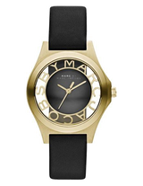 Marc Jacobs Henry Skeleton Black Dial Black Leather Strap Watch for Women - MBM1340 Buy Now By Marc Jacobs
